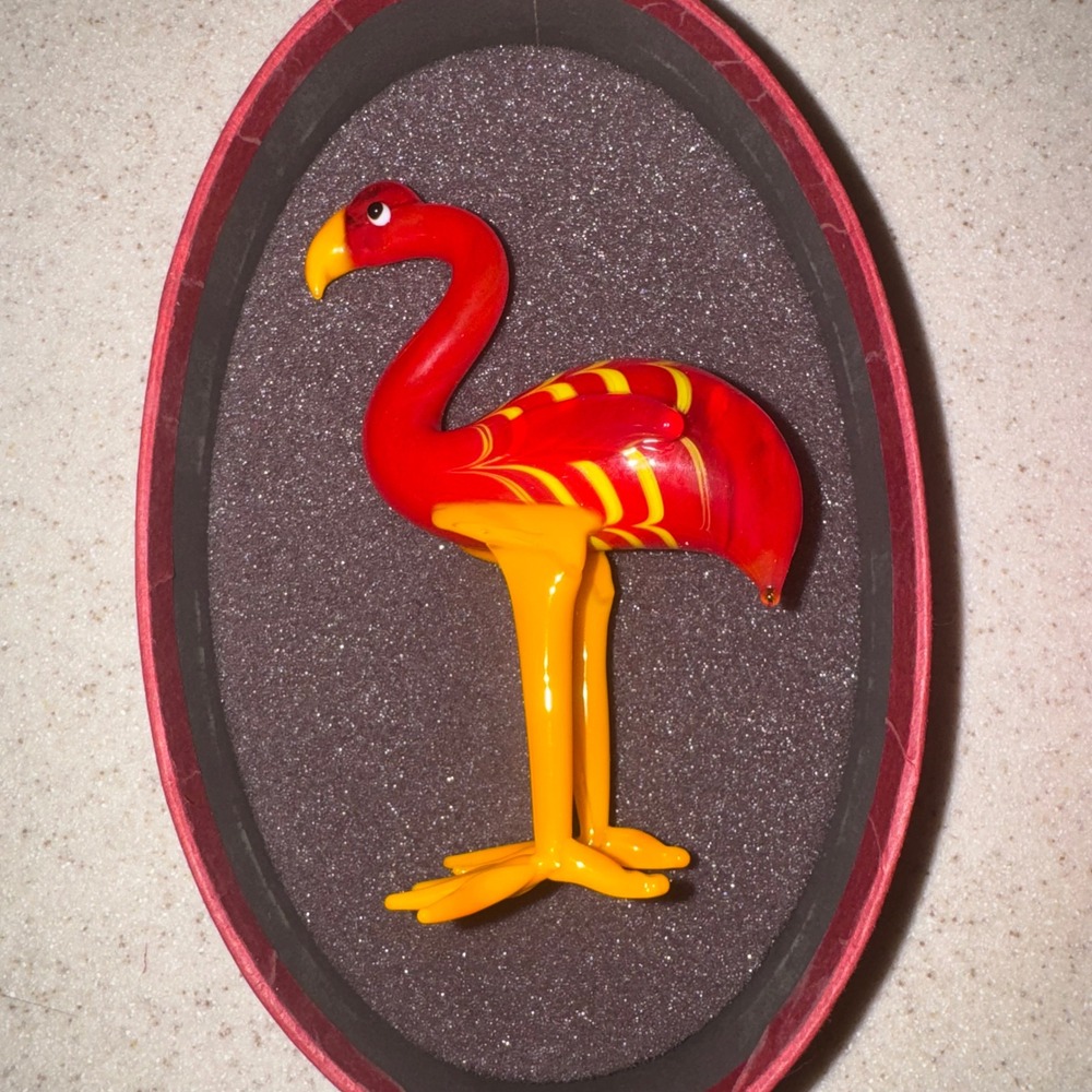 Fitz and Floyd Glass Menagerie Flamingo Figurine Red Yellow 2003 Collectible VTG